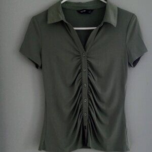 Women's Blouse Buttons V Neck